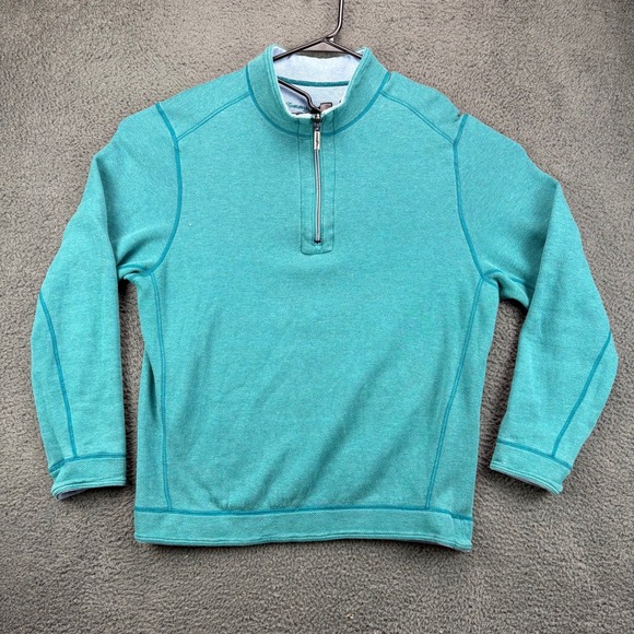 Tommy Bahama Other - Tommy Bahama Mens Teal Blue Marl Quarter Zip Pullover Sweatshirt Size XL 8894